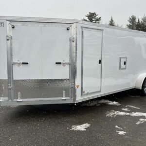 2024 E-Z Hauler 7×24 Aluminum 4-Place Drive In/Out w/Tapered Ramps, Rear Canopy