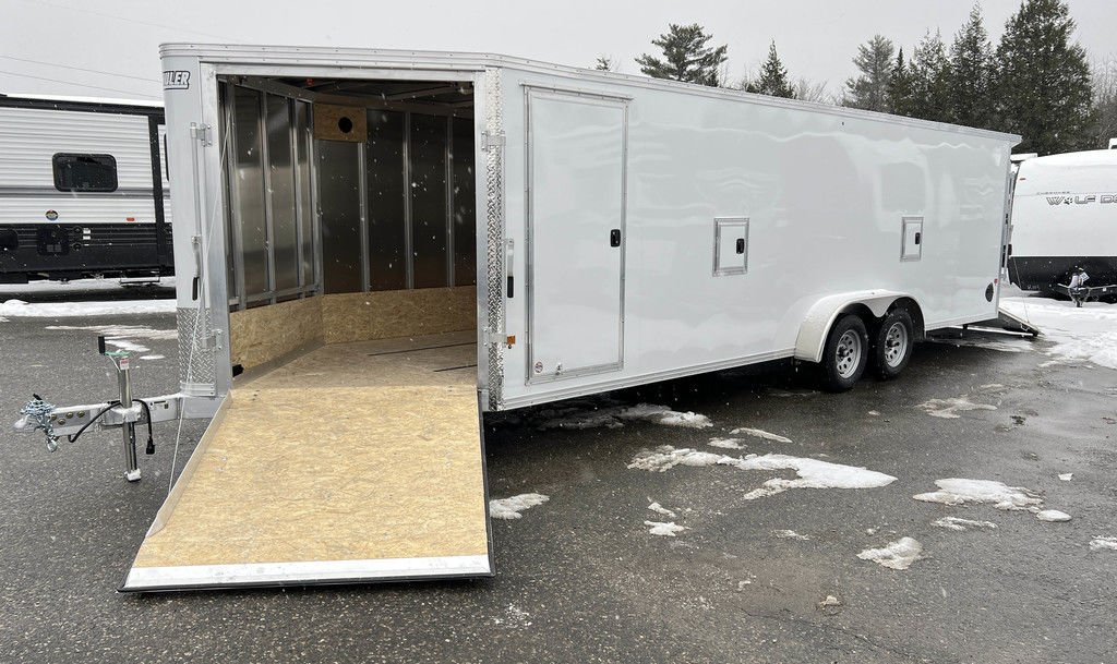 2024 E-Z Hauler 7×24 Aluminum 4-Place Drive In/Out w/Tapered Ramps, Rear Canopy - Image 2
